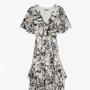 Express- Metallic Floral Smocked Waist Maxi Dress